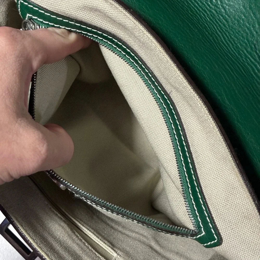 Luella Leather Bartley Giselle Grommet Satchel Hand Bag Green
